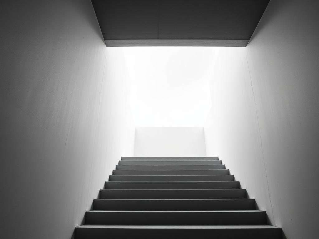 Stone stairs climbing upward — the slow return to the next thing.